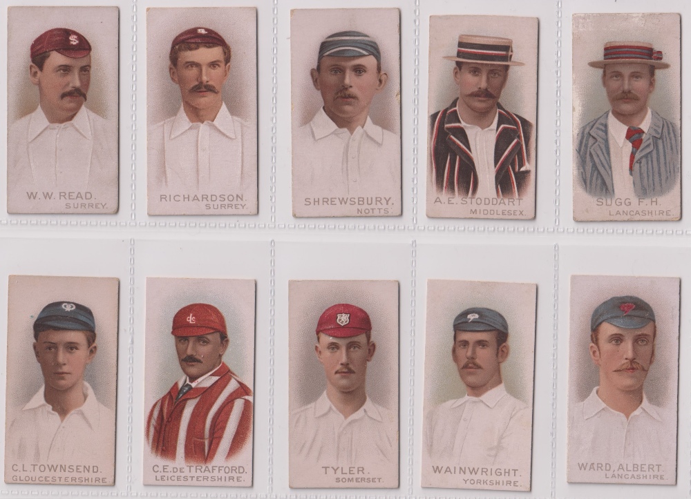 Cigarette cards, Wills, Cricketers 1896 (set, 50 cards) (some slight age toning, two few with slight - Image 9 of 10