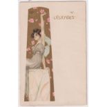 Postcard, Art Nouveau, a glamour card illustrated by Raphael Kirchner in the 'Legendes' series no.