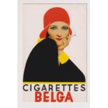 Postcard, Advertising, Tobacco, Belga Cigarettes, foreign artist drawn card with image of