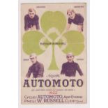 Postcard, Advertising, Cycling, scarce advert card for 'Automoto', showing four top cyclists