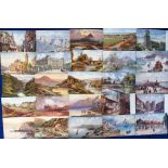 Postcards, a collection of approx. 120 artist-drawn UK topographical cards inc. Quinton, Wimbush,