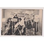 Postcard, Suffragette, French, 'Pourquoi la Femme doit voter', showing group of suffragettes with