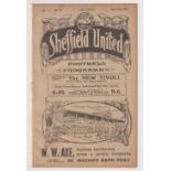 Football programme, Sheffield Utd v Bradford PA, 3 Apr 1915 Div 1 (sl professional repair to