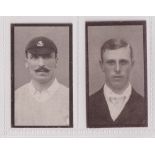 Cigarette cards, Hill's, Famous Cricketers Series (Blue back), two cards, no 3 Huish, Kent & no 7