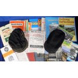 Rail, 25+ items of rail ephemera to include 2 caps (1 possibly Station Master), booklets,