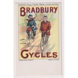 Postcard, Advertising, Bradbury Cycles, Bradbury's Famous Poster Series of Pictorial Post Cards,