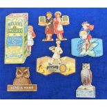 Trade cards, 6 early UK, die-cut, advertising cards, Mellin's Cod Liver Oil, Crawford's Biscuits (