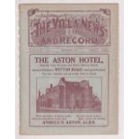 Football programme, Aston Villa v WBA 9 Sep 1922 Div 1 (ex-binder) (gd) (1)