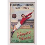 Tobacco issue, Player's, Football Fixture Card for 1938/39 Season featuring Albion Rovers, Celtic,