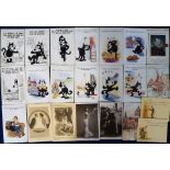 Postcards, a mixed subject selection of 45 cards, incl. 12 Felix (4 b/w), 15 C.D. Gibson cards incl.
