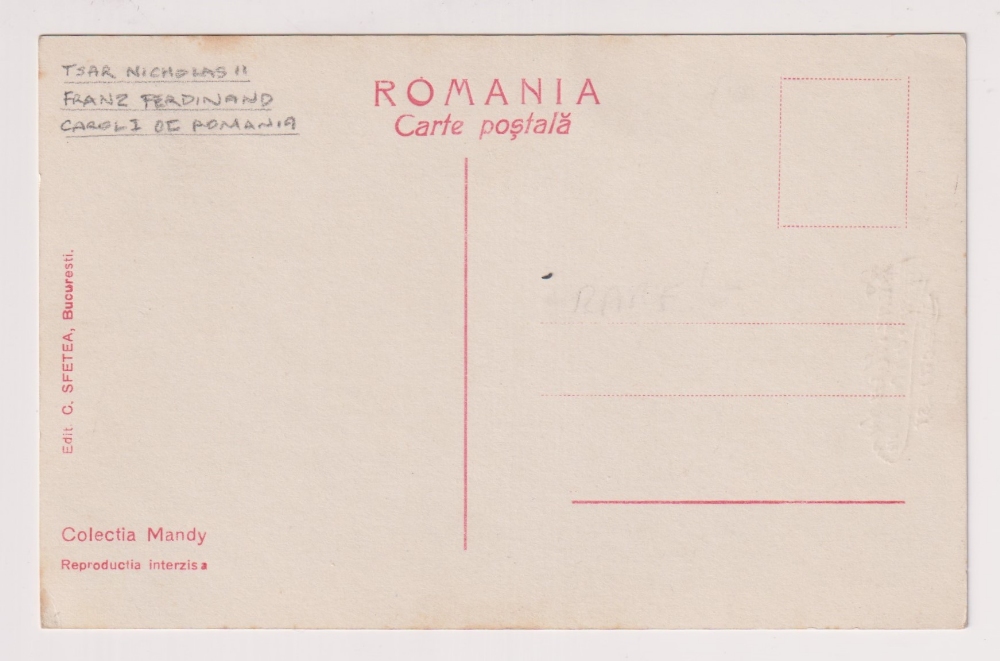 Postcard, Russia, RP, Prince Ferdinand (Romania), Tsar Nicholas II (Russia) and King Carol I ( - Image 2 of 2