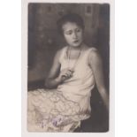 Postcard, Ballet, Galina Ulanova, signed, plain back, RP postcard, dated 26 Sept 1930, often cited