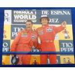 Motor Racing Autograph, Nigel Mansell, a colour 10" x 8" photograph showing Mansell with Alan
