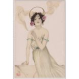 Postcard, Art Nouveau, a glamour card illustrated by Raphael Kirchner published by M. Ettlinger