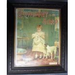 Framed Sunlight Soap decorative poster 'The Family Wash' (overall size approx. 60 x 72 cms) BUYER TO