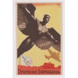 Postcard, Advertising, Nazi Germany, Olympics, 1936, advert card for Lufthansa by Hohlwein,