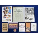 Trade advertising, Fry's, selection of 9 items inc. 1915 Price List, two mechanical cards, a