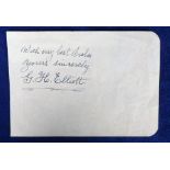 Autograph, G.H.Elliot, album page signed 'With very best wishes, yours sincerely G.H.Elliot' .