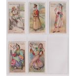 Cigarette cards, A. Baker, Beauties of All Nations (A. Baker), 5 cards, Albanian, Australian,