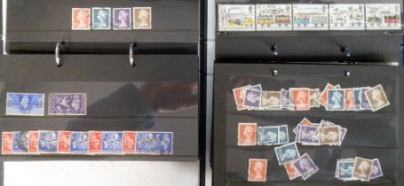 Stamps, GB QEII 2 folders of mint and used stamps on stockcards including a quantity of high value