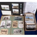 Postcards, a mixed age collection of approx. 670 cards in vintage album, box, and a presentation