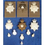 Police Helmet Plates, 6 helmet plates to comprise Isle of Ely (KC), Teesside, Lancashire and