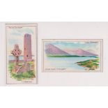 Cigarette cards, Goodbody's, Irish Scenery, two cards, 'Clonmacnois' (Furze Blossom Cigarettes) & '