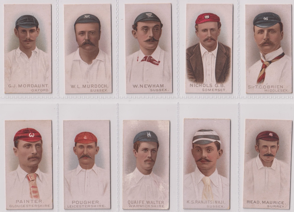 Cigarette cards, Wills, Cricketers 1896 (set, 50 cards) (some slight age toning, two few with slight - Image 7 of 10