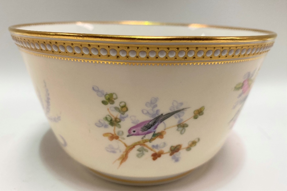 A good 19th Century Royal Worcester ornithological painted blush ivory part tea set, no. 8292, - Image 7 of 29