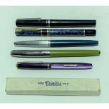 Five various vintage pens, including a Conway Stewart 570 'The Dinkie Pen' with 14k Conway nib, a