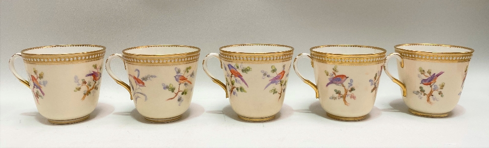 A good 19th Century Royal Worcester ornithological painted blush ivory part tea set, no. 8292, - Image 21 of 29