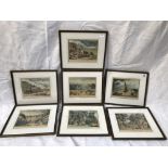 After Thomas Rowlandson A set of seven hand coloured topographical etchings of Cornwall, each 16.5 x
