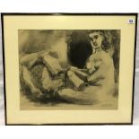 After Pablo Picasso Homme Couche et Femme Assise Lithograph With pochoir stencilled signature in