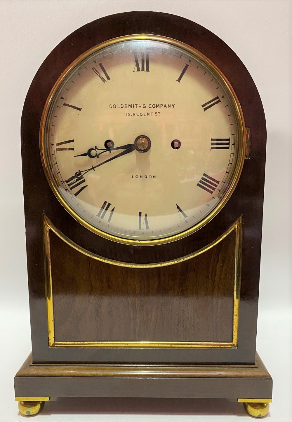 Mahogany cased twin fusee bracket clock, the 6.25in white enamel dial with black Roman Numerals