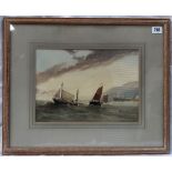 JOHN FRANCIS SALMON (1808-1886) Two Boats Leaving Harbour Watercolour Signed and dated 1862 22 x