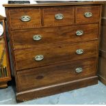 An Edwardian mahogany inlaid straight front chest of three short over three long graduated drawers