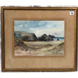 SIDNEY JAMES BEER (1875-1952 Holywell Bay Watercolour Signed 26 x 37cm