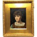 EDWIN HARRIS (1855-1906) A portrait of a girl Oil on lined canvas Signed 34 x 26.5cm