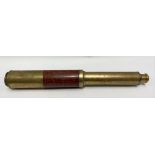 Brass lacquered mahogany covered five drawer telescope.