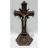 A 19th Century tramp art altar crucifix, height 44cm