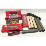 Collection of HO scale model railway including Hornby 4472 locomotive two Hornby carriages, Atlas