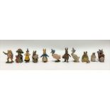 Set of seven cold painted bronze Beatrix Potter animal figures, height of largest 4cm; together with