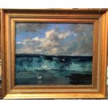 HENRY MOORE (1831-1895) Breakers On The Shore Oil on canvas Signed 37 x 46cm