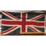 A large stitched cotton Union Jack flag, 135 x 260cm approximately.
