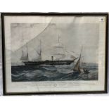 After Knell and Papprill This View of the Steamship President ... A hand coloured lithograph 49 x