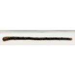 Irish Blackthorn walking cane, with two carved faces to the knop, length 89.5cm.