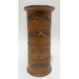 A 19th century turned boxwood four section spice tower with original labels for NUTMEG, CINNAMON,