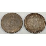 Edward VII 1902 Florin, Britannia standing on ship's bow; together with a 1906 Florin, both fine.