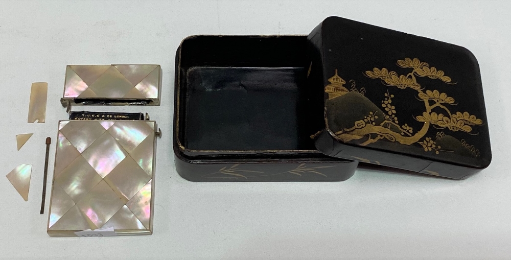 A 19th Century mother of pearl card case by H. Ling, Dorchester (AF) together with a rectangular - Image 2 of 9