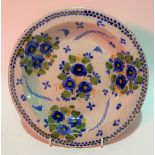 18th Century English Delft foliate decorated dish, diameter 23cm